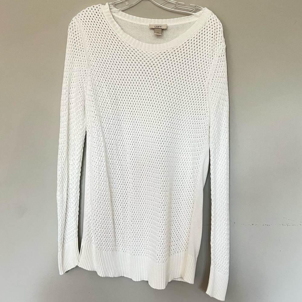 LOFT Open Knit Long Sleeve Sweatshirt